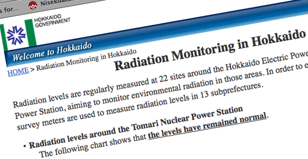 Hokkaido radiation levels snapshot